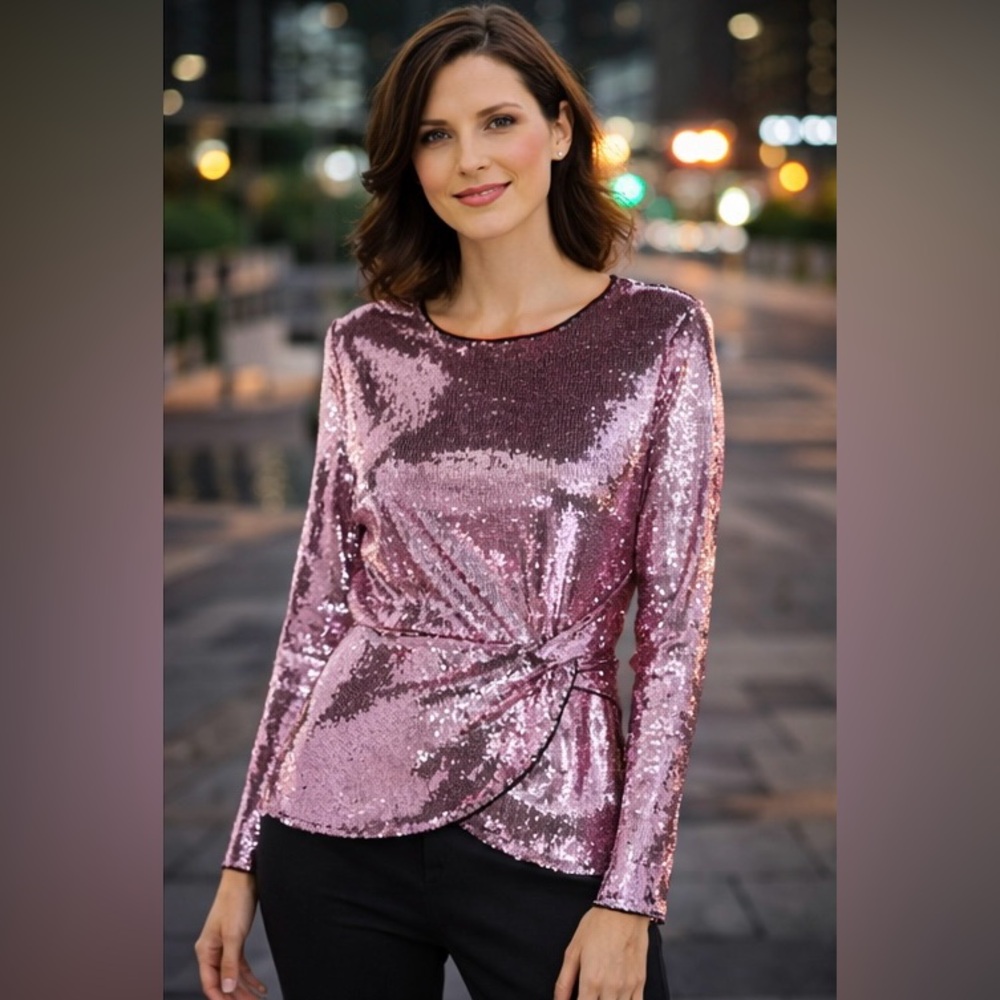 INC International Concepts Pink Sequin Blouse